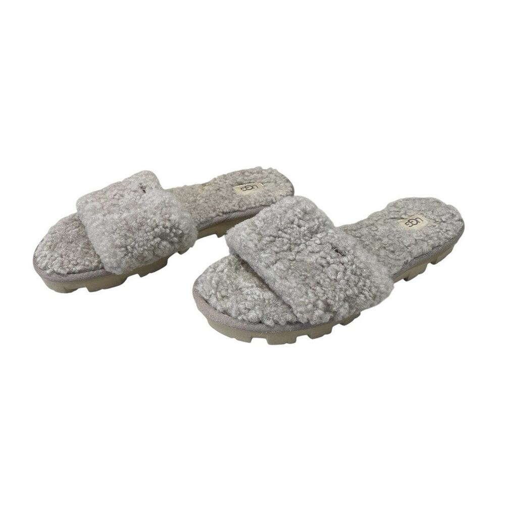 UGG Cozetta Curly Genuine Shearling Slide Slippers Women’s Size 8 Gray